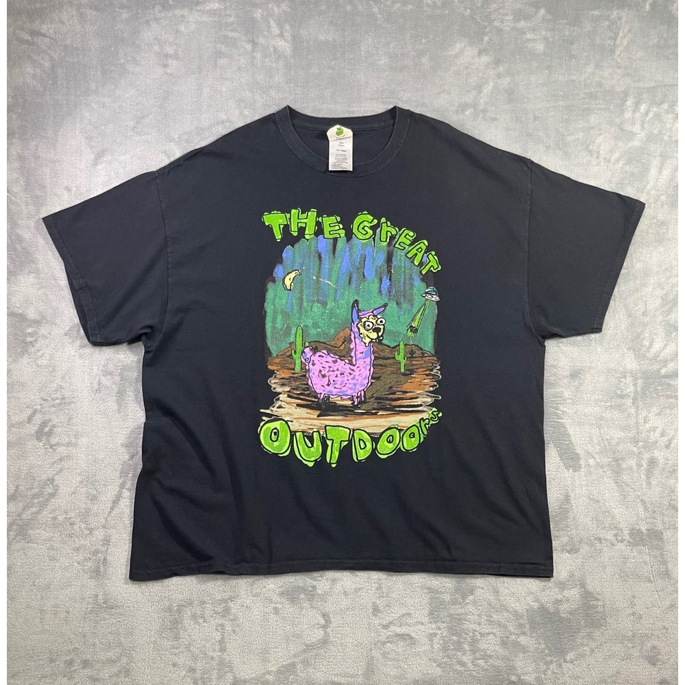 After School Special The Great Outdoors Llama UFO Graphic T-Shirt Men XXXL Black